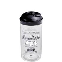 Kit Lavanderia Porta Sabão em Pó 1 Kg Alvejante Amaciante c/ Dosador Plasútil Pote Máquina de Lavar