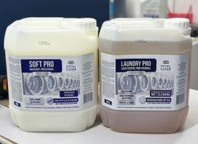 Kit Lavanderia Profissional Total Soft: Detergente Laundry Pro 10L + Amaciante 10L Wet Cleaning