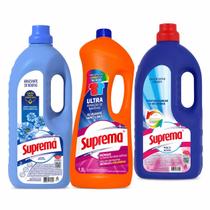 Kit Lavanderia Suprema 3 Produtos Lava Roupas Multiação 3L Amaciante Alvejante Sem Cloro 1,5L Para Roupas Limpas Perfumada Kit Lavanderia Suprema 3 Produtos Lava Roupas Multiação 3L Amaciante Alvejante Sem Cloro 1,5L Para Roupas Limpas Perfumada