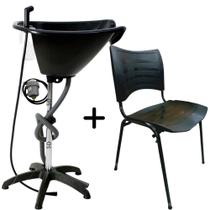 Kit Lavatório Portátil + Cadeira Plástica preta + Aquecedor