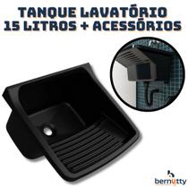 Kit Lavatório Tanque Preto Lavatório ABS 15 Litros Com Válvula Sifão e Parafussos Para Fixação Kit Lavatório Tanque Preto Lavatório ABS 15 Litros Com Válvula Sifão e Parafussos Para Fixação