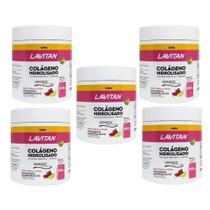 Kit Lavitan Colágeno Hidrolisado Sabor Hibisco E Limão Com 5 Potes 300g Cada