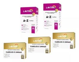 Kit Lavitan Mulher A-Z 90 (2 Cx) E Cabelos E Unhas 60 (3Cx)