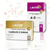 KIT LAVITAN MULHER (Cabelos e unhas + A-Z) Vitaminas 60 caps