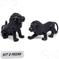 Kit Leão Estatueta Estátual Animal Selva Decoração Para Sala Escritório Mesa Rack Estante Composição Ambientes