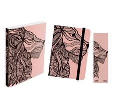 Kit Leão Rosa - Bíblia Brochura NTLH + Moleskine + Marca Página - BOOK7