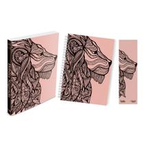 Kit Leão Rosa - Planner + Bíblia Brochura NVI + Marca Página - BOOK7