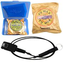 Kit Leash Cordinha Prancha De Surf Regular 6mm + 2 Parafina FUWAX + Porta Parafina + Raspador Resist