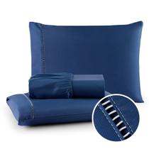 Kit Leçol de Cama 400 Fios Percal 3 Peças Ponto Palito Anti-pilling com Toque 100% Macio Premium