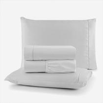 Kit Leçol de Cama Completo 400 Fios Percal 4 Peças Ponto Palito Anti-pilling com Toque 100% Macio Premium