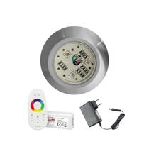 KIT LED 9W RGB + CENTRAL E FONTE 12v P/ ILUMINAÇÃO PISCINA