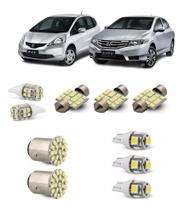Kit Led Branco Honda Fit E City Farolete Luz Placa Ré Teto Kit Led Branco Honda Fit E City Farolete Luz Placa Ré Teto