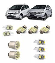 Kit Led Branco Honda Fit E City Farolete Luz Placa Ré Teto