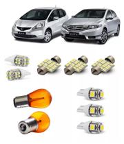 Kit Led Branco Honda Fit E City Farolete Luz Placa Seta Teto