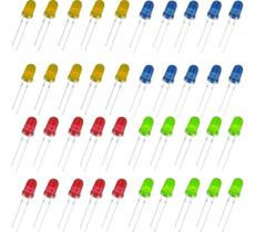 Kit Led Difuso Vermelho, Verde, Azul, Amarelo 40 - Peças Arduino