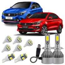 Kit Led Farol Baixo H7 Argo Cronos Teto Placa Ré Farolete