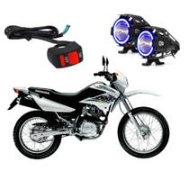 Kit Led Farol de Milha para Moto Honda NXR 125 BROS KS 2003 2004 2005 Angel Eye Azul U7
