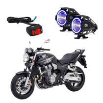 Kit Led Farol Milha Moto CB1300 Super Four 2007 2008 Angel Eye Azul U7 Kit Led Farol Milha Moto CB1300 Super Four 2007 2008 Angel Eye Azul U7