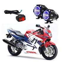 Kit Led Farol Milha Moto CBR 600F 1992 a 2013 Angel Eye Azul U7