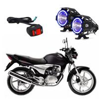 Kit Led Farol Milha Moto Honda CG 150 SPORT 2005 2006 2007 2008 Angel Eye Azul U7 Kit Led Farol Milha Moto Honda CG 150 SPORT 2005 2006 2007 2008 Angel Eye Azul U7