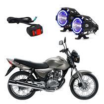 Kit Led Farol Milha Moto Honda CG 150 TITAN ESD 2004 2005 2006 2007 2008 2009 2010 2011 2012 2013 Angel Eye Azul U7