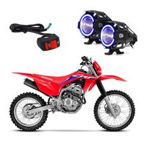 Kit Led Farol Milha Moto Honda CRF 230F 2007 2008 2009 2010 2011 2012 2013 Angel Eye Azul U7