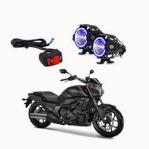 Kit Led Farol Milha Moto Honda CTX 700N 2014 Angel Eye Azul U7 Kit Led Farol Milha Moto Honda CTX 700N 2014 Angel Eye Azul U7