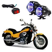 Kit Led Farol Milha Moto Honda VT 600C Shadow 1995 1996 1997 1998 1999 2000 2001 2002 2003 2004 2005 Angel Eye Azul U7