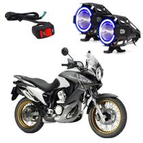 Kit Led Farol Milha Moto Honda XL 700V TRANSALP 2011 2012 2013 Angel Eye Azul U7