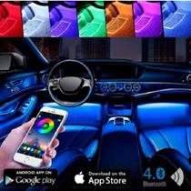 Kit Led Iluminação Neon Controle remoto 48leds 12v Carro Interno atmosfera app