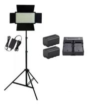 Kit Led Iluminador U600 + 2x F550 + Carregador Duplo + Tripé