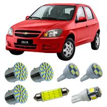 Kit Led Interno Externo GM Celta 2001 A 2017 Ré Placa Teto Farolete