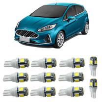 Kit Led Interno Externo New Fiesta Teto Placa Ré Farolete