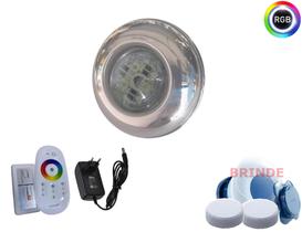 Kit led luminaria piscina inox - 01 led 15w + central touch + fonte
