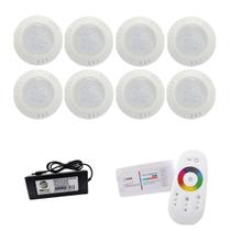 Kit Led Piscina 160m² - 8 Leds 9w, 1 Módulo Rgb + Fonte