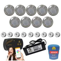 Kit Led Piscina 180m² - 9 Leds 9w Inox, Smart Lux + Fonte