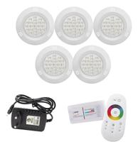 Kit Led Piscina 50m² - 5 Leds 5w, 1 Módulo Rgb + Fonte