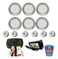 Kit Led Piscina 50mm 60m² - 6 Leds 5w Inox + Smart Lux