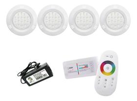 Kit Led Piscina 80m² - 4 Leds 9w, 1 Módulo Rgb + Fonte