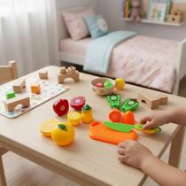 Kit Legumes Frutas Dia de Feira Comidinha Brinquedo Colorido