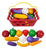 Kit Legumes Verduras De Brinquedo Cesta De Mercado 12 Itens - Cesto de Mercado Infantil 12 Peças Frutas Legumes - Panami