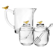 Kit Leiteira, Açucareiro e Meleira Golden Bird Cristal Wolff