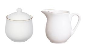 Kit Leiteira e Açucareiro Royal Porcelana Com Borda Dourada Kit Leiteira e Açucareiro Royal Porcelana Com Borda Dourada