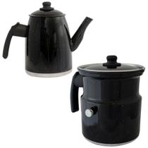 Kit Leiteira E Bule Gulê Alumínio 2 Peças Preta