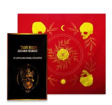Kit Leitura Tarô Toalha Brilho Vermelha/Dourado e Taro Negro Kit Leitura Tarô Toalha Brilho Vermelha/Dourado e Taro Negro