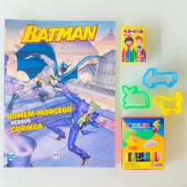 Kit Lembrancinha aniversario infantil Livro Colorir pintar Giz De Cera E Massinha Batman - Ciranda Cultural