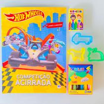 Kit Lembrancinha aniversario infantil Livro Colorir pintar Giz E Massinha Hotwheels