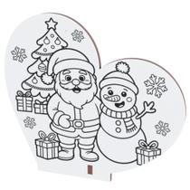 Kit Lembrancinha Natal MDF Coração para Colorir Presépio e Papai Noel
