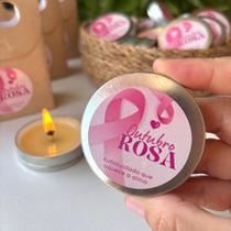 Kit Lembrancinha Outubro Rosa Vela Aromática Sacolinha 10un