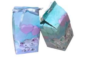 Kit lembrancinhas chá revelação verde e lilas elefante Kit lembrancinhas chá revelação verde e lilas elefante